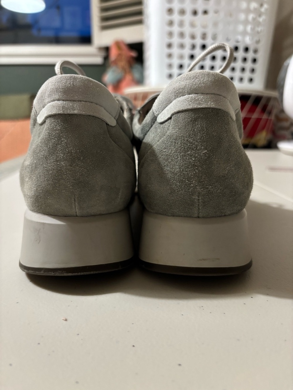 Athleisure Suede Lace-Up Sneakers Gray Size 11 Medium Width Side Zipper Office - Picture 8 of 10